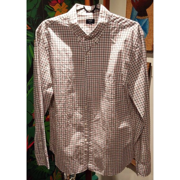 J Crew Men's Slim Cotton Buttondown Red, Bue, White Box Design. Size Large - Picture 12 of 12